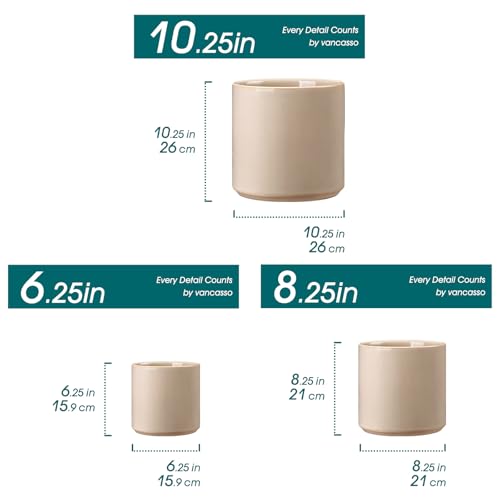 6"+8"+10" Ceramic Pot for Plants (Gray / 6+8+10 Inch)