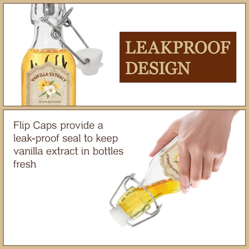 10 Pack Swing Top Glass Vanilla Extract Bottles 4 oz with Lids (Square-4oz-10pcs)