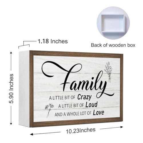 Family a Little Bit of Crazy Wooden Box Sign Decor (white)