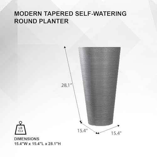 28 Inch Tall Round Tapered Planter (Gray / 28" H)