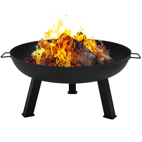 Sunnydaze Cast Iron Heavy Duty Large Fire Pit for Outside Wood Burning (Black / 30 in)