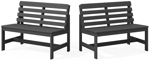 Armless Outdoor Bench (Grey / 2 Person)