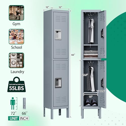 Metal Lockers for Employees (2 Door-Small / Grey)