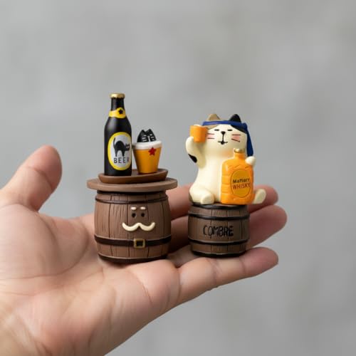 Funny Mini Cat Drinking Figurines Set (Barrel Set)