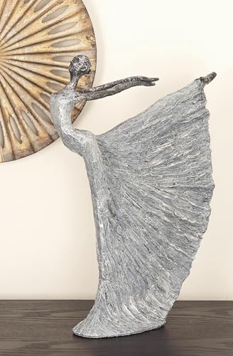 Polystone Dancer Decorative Sculpture Home Decor Statue (Gray / 12" x 3" x 16")