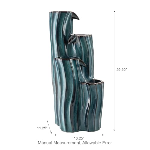 30" Tall Outdoor Water Fountain with LED Light (30"H / Turquoise)