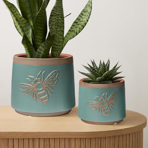 Terracotta Pots (6+4 Inch / Turquoise Bee)