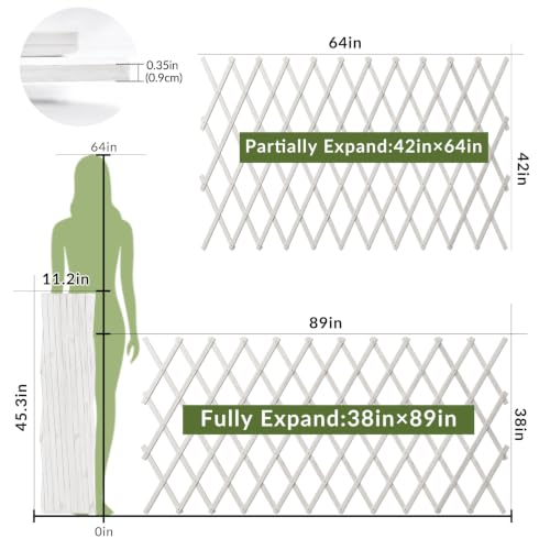 Expandable Garden Trellis (White / 38"x89")