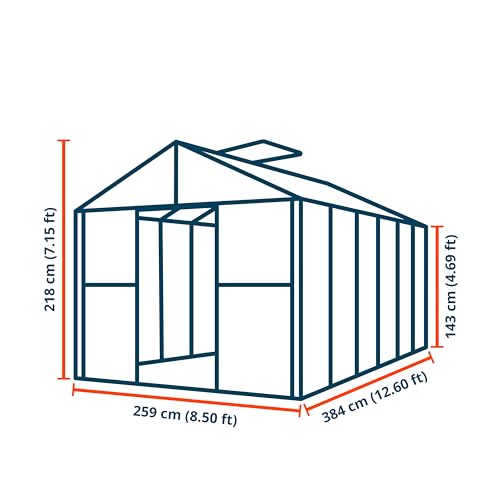 Saphir 6 8.5x12.6 ft Walk in Greenhouse 6mm Polycarbonate
