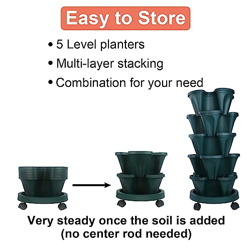 Stackable Planter (Dark Green / 5Tier-2 Pack)