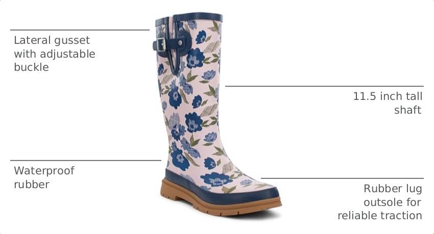 Women's Tall Waterproof Rain Boot (7 / Bold Blossoms)