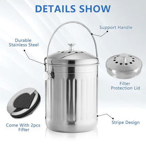 Kitchen Countertop Compost Bin 1.3 Gallon