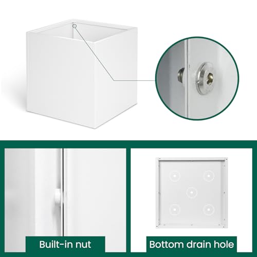 White Steel Planter Box 24 Inch (White / 24" L x 24" W x 24" H)