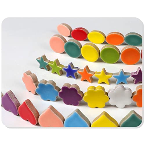 Mosaic Tiles for Crafts Assorted Color Ceramic Glitter Mosaic Supplies Pieces Bulk Square Flower Pentagram Ellipse Irregular Size
