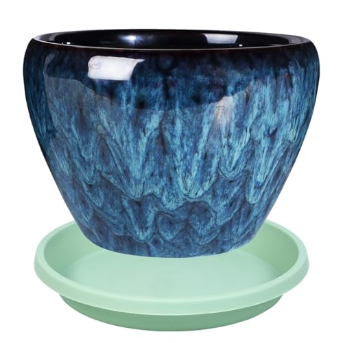 Plastic Plant Saucer 10 Inch Round Pack of 5 Plant Saucers Thickened Reusable Drip Trays for Flower Pots (10" (5 Pack) / Light_green)