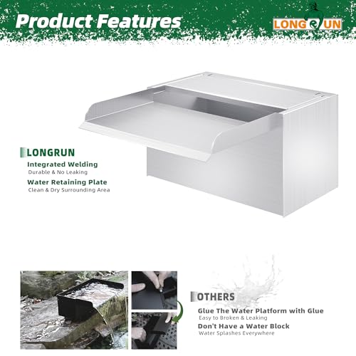 Pond Waterfall Stainless Steel Pond Spillway Color for Ponds 9.06" (9.06 inch Stainless Steel(New model))