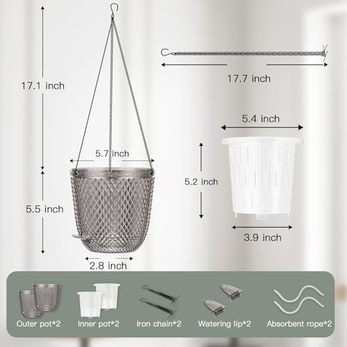 Hanging Planters for Indoor Plants (Gray / 5.7in)