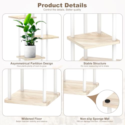 6 Tier Plant Stand Indoor (White+Oak / 6 Tier)