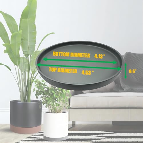 4 Pack Ceramic Plant Saucer Pot Tray 4 Inch ((4.5"/4.1")-4pack / Gray)