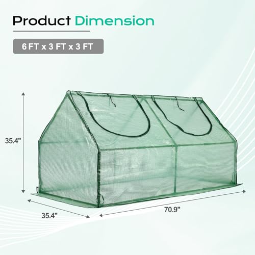 6x3x3 FT Mini Greenhouse with Roll (Green / 6x3x3 FT)