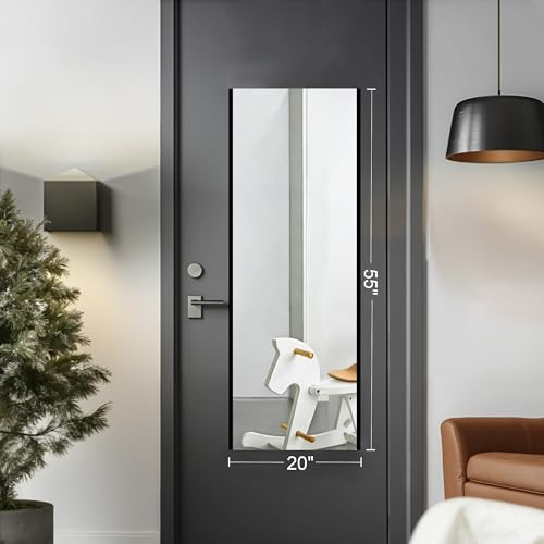 No-Nail Self-Adhesive Wall NanoMirror, 20 x 55 in, Black (Black / 55"L x 20"W)