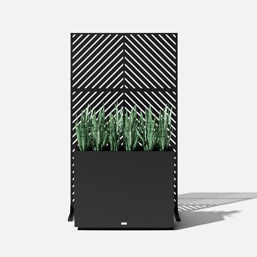 Block Series Span Planter + Arrow Privacy Screen Set (Black / Bundle with Screen Set - Arrow Pattern)