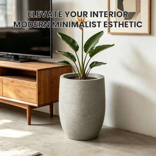 Weathered Concrete Planter 9.1" Dia All (Rustic Concrete / 11.8 Inch Tall)