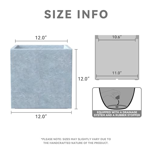 12" Square Concrete Planter (Slate Gray / 12")