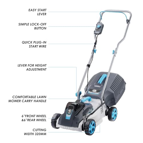40V 13" Brushless Cordless Lawn Mower with 4Ah Battery & Fast Charger