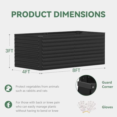 8x4x3ft Raised Garden Bed Outdoor (Black / 8x4x3 FT-2PC)