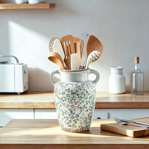 Green Chinoiserie Vase (05-green and Beige-9.4 in)