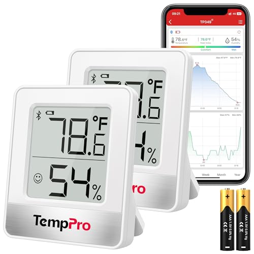 TempAir 2 Pieces Digital Hygrometer Indoor Thermometer (White Bluetooth Indoor Thermometer)