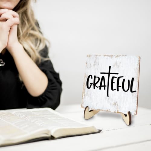 Inspirational Wood Sign Rustic Desk Decor Home House Office Work Table Desk Accessories Decorative Christian Religious Bible Verse Faith Decorations Office Supplies Living Room Cubicle Decor (3 Count)