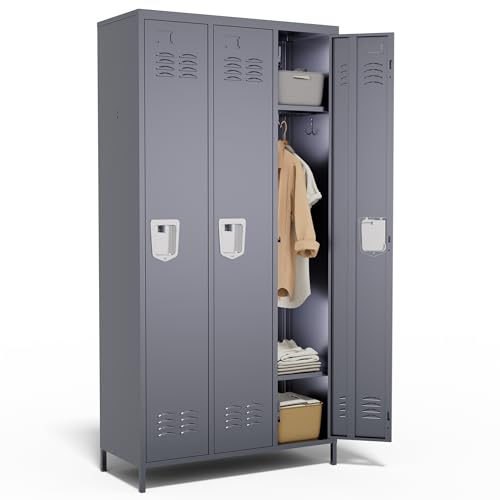 3 Door Metal Lockers for Employees (Grey / 3 door-72'')