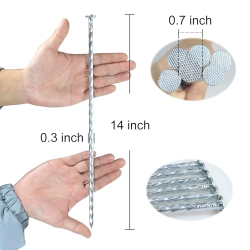 14 Inch Heavy Duty Spiral Galvanized Solid Metal Garden Stakes