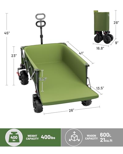 600L Beast Wagon 26" W Extra Wide All Terrain Folding w (Green / 600L)