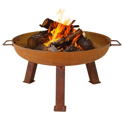 Sunnydaze Cast Iron Heavy Duty Small Fire Pit for Outside Wood Burning (Rust / 24 in)