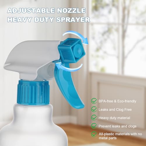 16.9oz 500ml Plastic Spray Bottles 2 Pack (Blue)