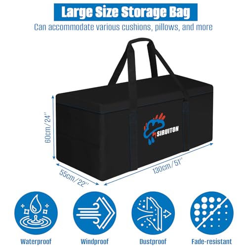 51in Outdoor Cushion Storage Bag (Black / 51.2x21.7x23.6in)