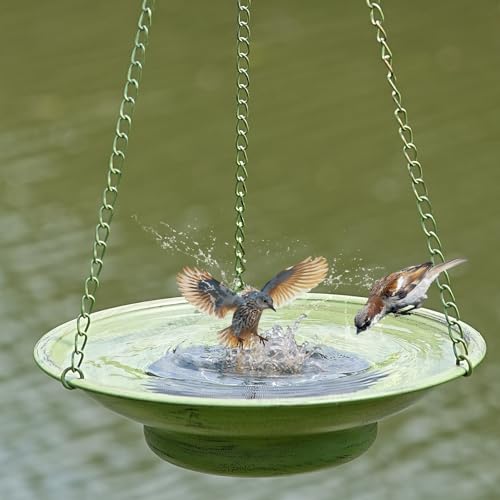 30" H*12.4" W Solar Fountain Hanging Bird Bath (Multicolor-b)