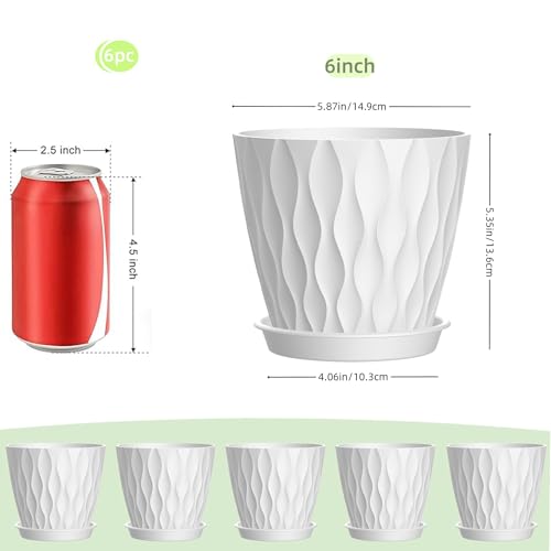 6 Inch Plant Pots (White / 6inch)