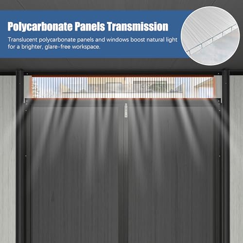 Domi 6x8FT Outdoor Resin Storage Shed with Transparent Windows & Louvered Vents (6x8FT)