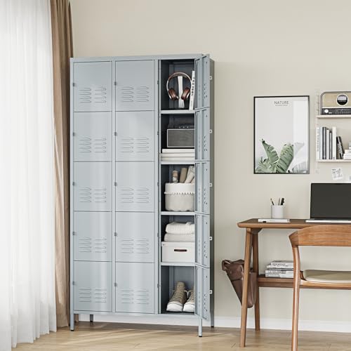 Metal Lockers for Employees (15 Door / Grey)