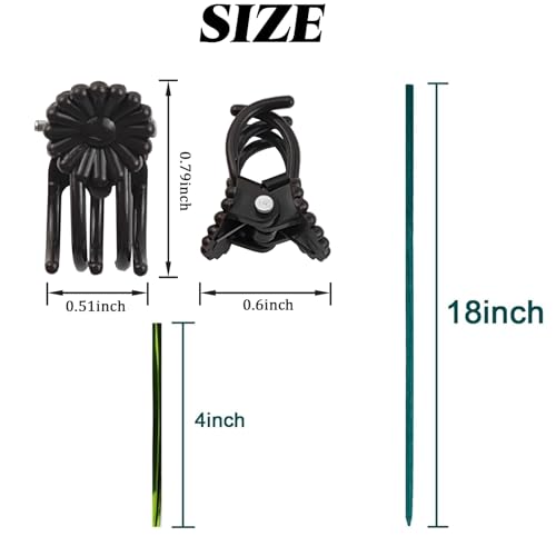 100 Pieces Green Bamboo Plant Stakes with 100 Pieces Orchid Clips and 100 Metallic Twist Ties for Supporting Stems Vines Stalks Grow Upright (300 Count)