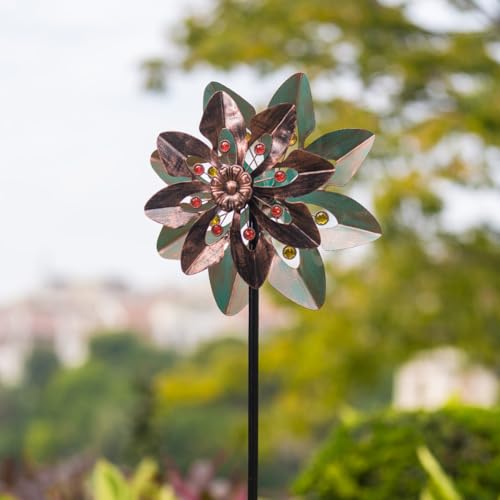 Wind Spinners Outdoor with 2 Blades (13"(Light Green & Antique Bronze))