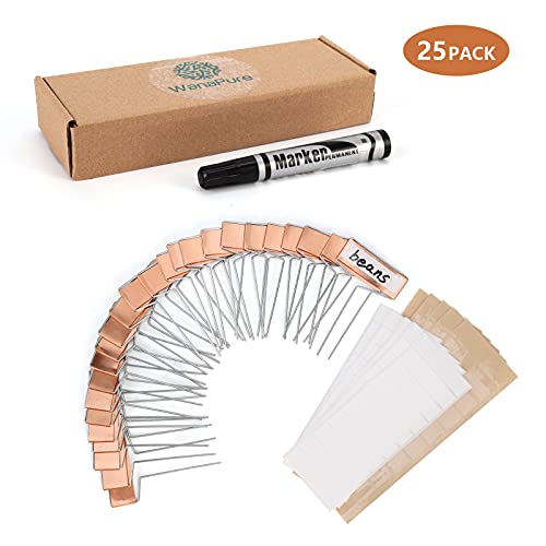 25PCS Copper Metal Plant Tags Plant Labels with 50Pcs Labels (4 inch / 25pcs Copper Metal)