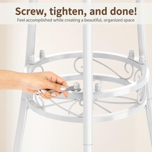 3 Tiers Metal Corner Plant Flower Stand Tall Indoor Outdoor (White / 3 Tier)