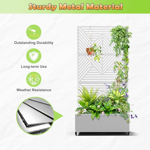 Metal Raised Garden Bed (White-zodiac / 71" x 35" x 16")