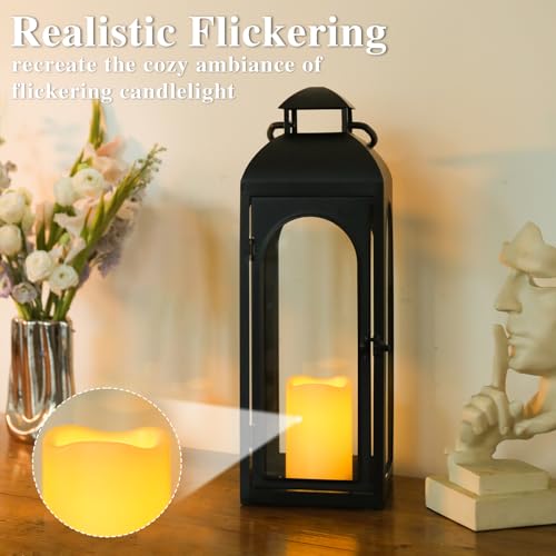 Decorative Outdoor Lantern Candle (Black Lantern Timer / 20 Inch)