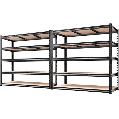 48" W Garage Shelving 3000LBS Storage Shelves 5 Tier Industrial Shelving Adjustable Metal Storage Shelves for Garage (48" W x 72" H x 18" D)